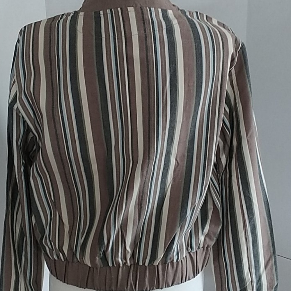 American Rhino Striped Bibi Bomber Jacket M - Picture 3 of 11